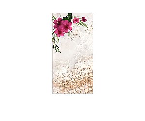 Painel De Festa Vertical 1,00 x 2,00 - Flores Rosas com Efeito Glitter 020
