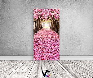 Painel De Festa Vertical 1,00 x 2,00 - Floresta Rosa 025
