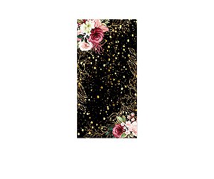 Painel De Festa Vertical 1,00 x 2,00 - Meus 15 Anos Dourado Floral 032