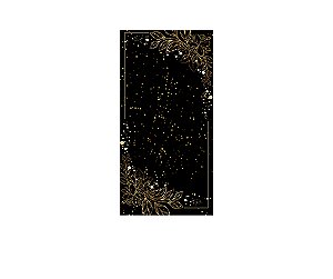 Painel De Festa Vertical 1,00 x 2,00 - Preto com Folhagens Efeito Brilhos Dourados 052
