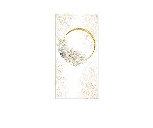 Painel De Festa Vertical 1,00 x 2,00 - Frame Floral Dourado 061