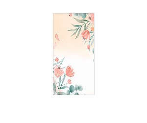 Painel De Festa Vertical 1,00 x 2,00 - Flor Verde e Salmão 065