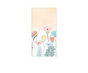 Painel De Festa Vertical 1,00 x 2,00 - Flores Verde com Salmão 066