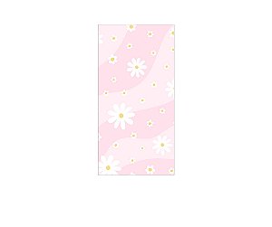 Painel De Festa Vertical 1,00 x 2,00 - Margaridas Fundo Rosa Suave 082