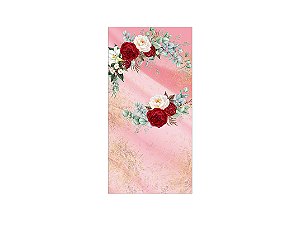 Painel De Festa Vertical 1,00 x 2,00 - Flores Efeito Marmorizado Rosa 086