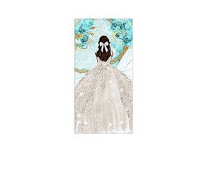 Painel De Festa Vertical 1,00 x 2,00 - Princesa Vestido Branco com Flores 094