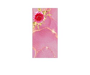 Painel De Festa Vertical 1,00 x 2,00 - Flores Efeito Mármore Rosa 101
