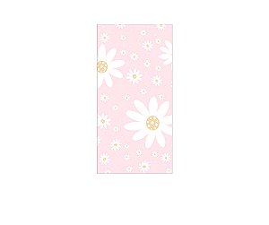 Painel De Festa Vertical 1,00 x 2,00 - Margaridas Delicadas Fundo Rosa Pastel 116