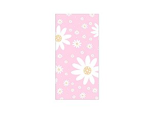Painel De Festa Vertical 1,00 x 2,00 - Margaridas Delicadas Fundo Rosa 117
