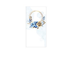 Painel De Festa Vertical 1,00 x 2,00 - Floral Azul e Dourado 123