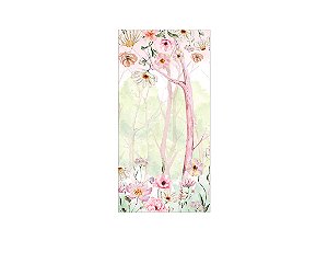 Painel De Festa Vertical 1,00 x 2,00 -  Floresta Rosada Aquarela 136