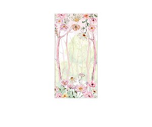 Painel De Festa Vertical 1,00 x 2,00 - Floresta Rosada com Flores Aquarela 137