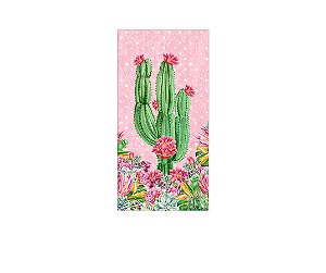 Painel De Festa Vertical 1,00 x 2,00 -  Cactos e Flores Rosas 149