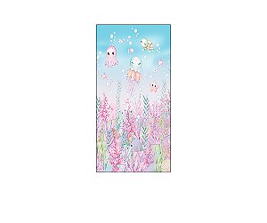 Painel De Festa Vertical 1,00 x 2,00 - Fundo do Mar Corais Rosas 009