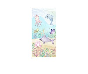 Painel De Festa Vertical 1,00 x 2,00 - Fundo do Mar Golfinhos Cute 010