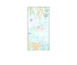 Painel De Festa Vertical 1,00 x 2,00 - Fundo do Mar Peixes e Algas Clean 013