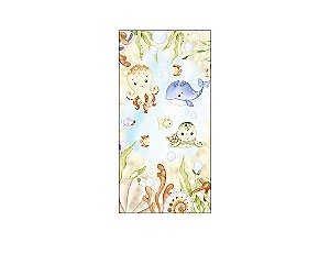 Painel De Festa Vertical 1,00 x 2,00 - Fundo do Mar Bege Aquarela 020
