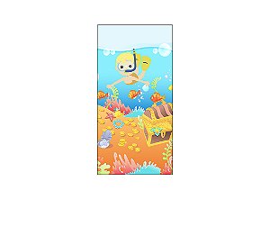 Painel De Festa Vertical 1,00 x 2,00 - Fundo do Mar Mergulhador Cute 027