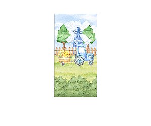 Painel De Festa Vertical 1,00 x 2,00 - Fazendinha Azul Aquarela 002