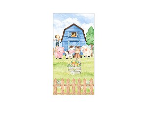 Painel De Festa Vertical 1,00 x 2,00 - Fazendinha Animais Azul 003