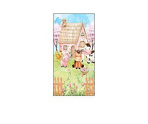 Painel De Festa Vertical 1,00 x 2,00 -  Fazendinha Rosa Cute 008