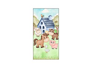 Painel De Festa Vertical 1,00 x 2,00 -  Fazendinha Casinha Azul Animais 026