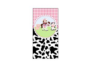 Painel De Festa Vertical 1,00 x 2,00 - Vaqueira Rosa com Animais 030