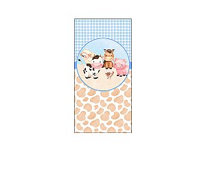 Painel De Festa Vertical 1,00 x 2,00 -  Fazendinha Baby Azul 043