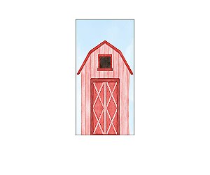 Painel De Festa Vertical 1,00 x 2,00 - Fazendinha Celeiro Vermelho 053