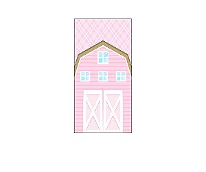 Painel De Festa Vertical 1,00 x 2,00 - Fazendinha Celeiro Delicado Rosa 055