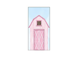 Painel De Festa Vertical 1,00 x 2,00 - Fazendinha Celeiro Rosa Claro 056