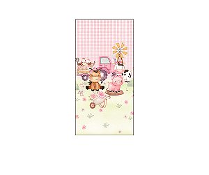 Painel De Festa Vertical 1,00 x 2,00 - Fazendinha Carrinho Rosa 068