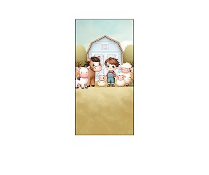 Painel De Festa Vertical 1,00 x 2,00 - Fazendinha Menino Boiadeiro Cute 077