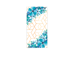 Painel De Festa Vertical 1,00 x 2,00 - Azul Efeito Geométrico Flores Azuis 008