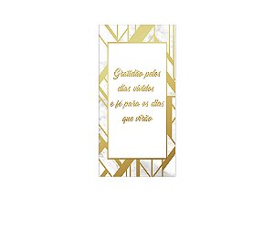 Painel De Festa Vertical 1,00 x 2,00 - Efeito Mármore Branco Gratidão 013