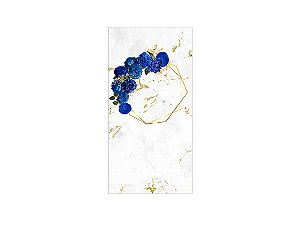 Painel De Festa Vertical 1,00 x 2,00 - Efeito Mármore Floral Azul 028