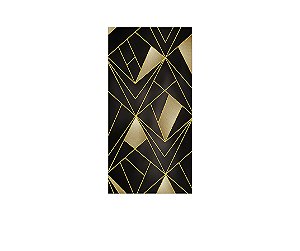 Painel De Festa Vertical 1,00 x 2,00 - Marrom Escuro com Geométrico Dourado 035