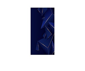 Painel De Festa Vertical 1,00 x 2,00 - Geométrico Azul com Dourado 039