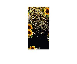 Painel De Festa Vertical 1,00 x 2,00 - Girassóis Efeito Glitter Dourado 005