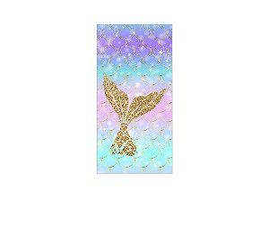 Painel De Festa Vertical 1,00 x 2,00 - Cauda de Sereia Efeito Glitter 011