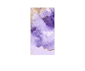 Painel De Festa Vertical 1,00 x 2,00 - Efeito Mármore Lilás com Dourado 024