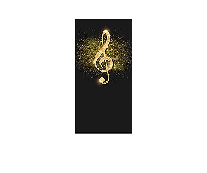 Painel De Festa Vertical 1,00 x 2,00 - Nota Musical Dourado Efeito Glitter 030