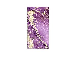 Painel De Festa Vertical 1,00 x 2,00 - Efeito Mármore Roxo e Dourado 057
