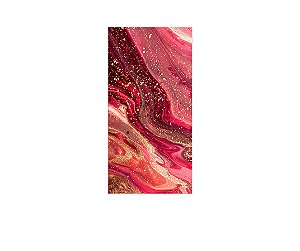 Painel De Festa Vertical 1,00 x 2,00 - Efeito Mármore Vermelho com Dourado 072