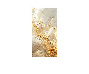 Painel De Festa Vertical 1,00 x 2,00 - Efeito Mármore Bege e Dourado 074