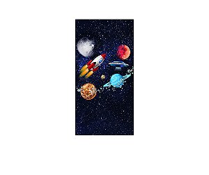 Painel De Festa Vertical 1,00 x 2,00 - Galáxia Planetas e Foguete 007