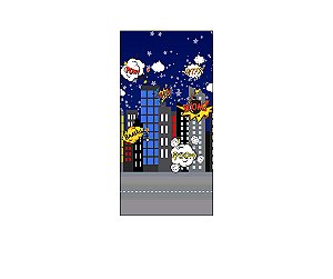 Painel De Festa Vertical 1,00 x 2,00 - Heróis Cute Cidade Noite 001