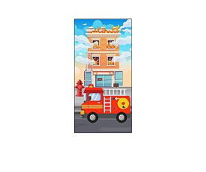Painel De Festa Vertical 1,00 x 2,00 - Caminhão de Bombeiro 008
