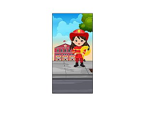 Painel De Festa Vertical 1,00 x 2,00 - Bombeira Cute 009