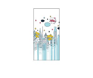 Painel De Festa Vertical 1,00 x 2,00 - Super Herói Cidade Azul 020